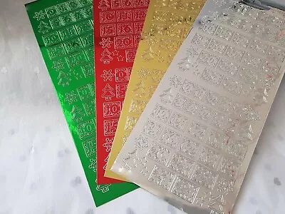 Peel Off Stickers - ADVENT CALENDAR Festive Xmas - MIRROR Silver Gold Red Green • £2.10