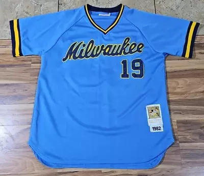 Robin Yount Milwaukee Brewers Jersey Blue Gold Mitchell Ness Sz 50 • $49.99