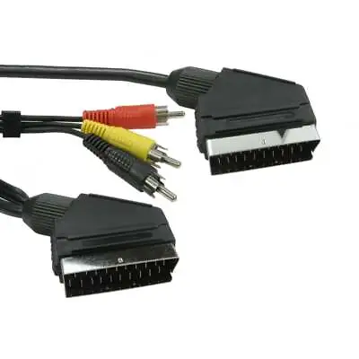 SCART To RCA AV Cable Phono And SCART Lead (Triple Phono) Audio Video Lead -1.5m • £3.99