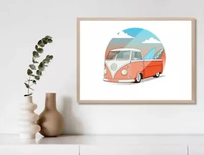 Vintage Camper Van A3 Wall Art Print • £18