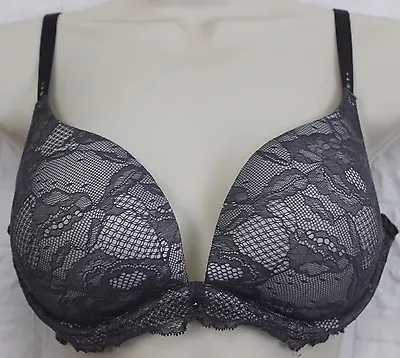 Victoria's Secret BioFit Bra 34D Demi Up Light Lace Grey Underwire  • $25