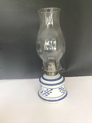 Lamplight Farms Delft Blue & White Floral Design Ceramic Oil Lamp • $22.90