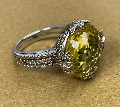 Judith RIPKA Sterling SilverLEMON QUARTZ Diamonique Cocktail Ring MONACO • $125