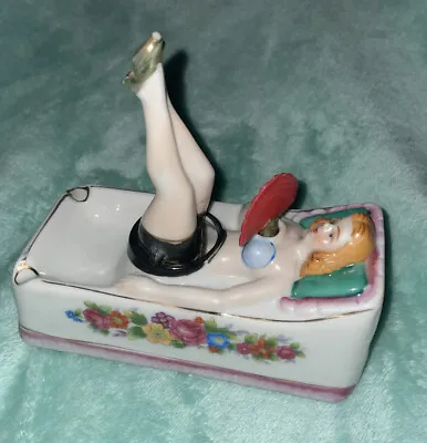 Risqué Bathing Beauty Naughty Nodder Sexy Ashtray Lady Waving Legs & Fan • $99.99