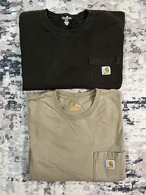 Lot Of 2 Carhartt K87 Loose Fit Heavyweight Short Sleeve Pocket T-Shirt Men 2XL • $28