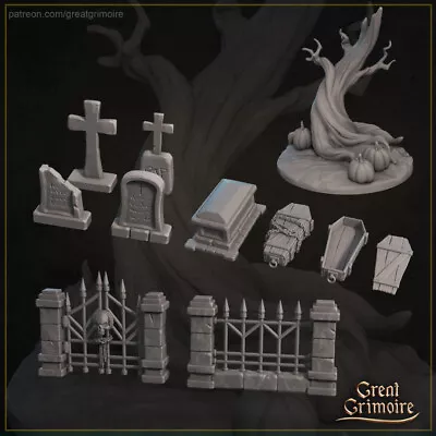 Graveyard Tombstone Fence Scenery Miniature | D&D DnD |  • $18.99