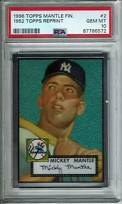 1996 Topps Finest 1952 Topps Mickey Mantle #311 #2 PSA 10 Yankees • $215