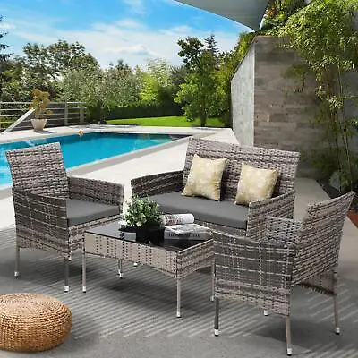 $299.90 • Buy Livsip Outdoor Furniture 4-Piece Lounge Setting Chairs Table Wicker Set Patio