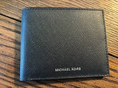Michael Kors Andy Black Men's Slim Billfold Wallet 86F2SANF5V Crossgrain Leather • $25