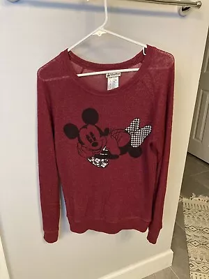 Disney Parks Mickey & Minnie Kiss Lightweight Sweater Women's  Size Small Red • $14.99