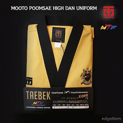 MOOTO Poomsae WTF High Dan Uniform TAEBEK YellowTaekwondo Open Dobok TKD • $84