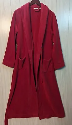 L.L. Bean Mens Small S Fleece Wrap Bathrobe Red Maroon Long Sleeve • $34.95