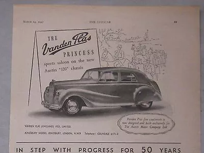 1947 Vanden Plas Princess Original Advert No.1 • $7.66