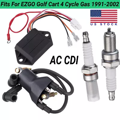 Ignition Coil Spark Plugs AC CDI Ignitor For EZGO Golf Cart 4 Cycle Gas 1991-02 • $26.99