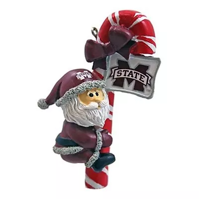 MISSISSIPPI STATE BULLDOGS Sports SANTA Candy Cane Ornament Christmas NEW • $16.97