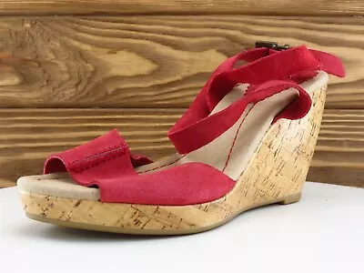 Zara Size 37 Sandal Ankle Strap Red Leather Women M TrF • $16.50