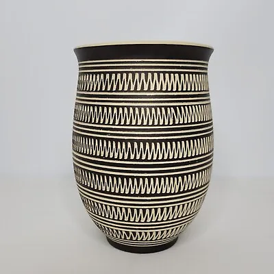 Vintage Alois Bohm Pottery Etched Vase Planter Mid Century Modern West German • $49.99