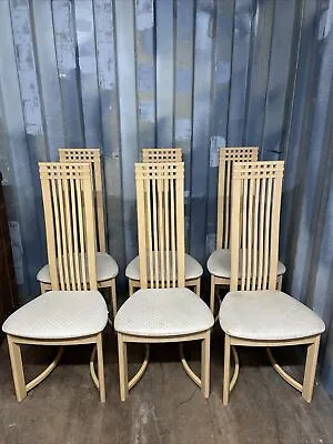 Superb Set Of 6 Retro Styled Vintage Danish Actona High Back Dining Chairs Repro • £249.99