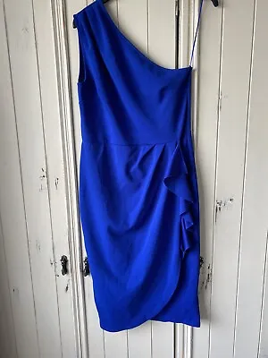 £10 • Buy Lipsy Blue One Shoulder Dress Size 12