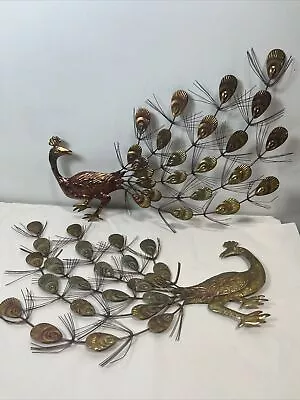 Peacock Metal Pair Wall Hangings Birds Hong Kong Vintage Collectibles • $40