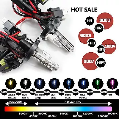 Two 35W 55W Xenon Lights HID Kit 's Replacement Bulbs Hi & Lo H4 9004 H13 9007 • $16.36