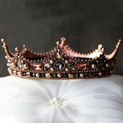 Vintage Baroque Bronze Crown King Queen Bridal Diadem • $24.99