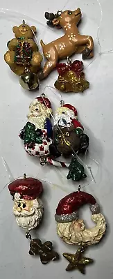 Miniature Christmas Tree Ornaments With Glitter And  Charms Lot Of 6 • $10.95