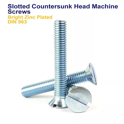 M4 M5 M6 Slotted Countersunk Head Machine Screws Bright Zinc Plated 4.8 Din 963 • £1.39