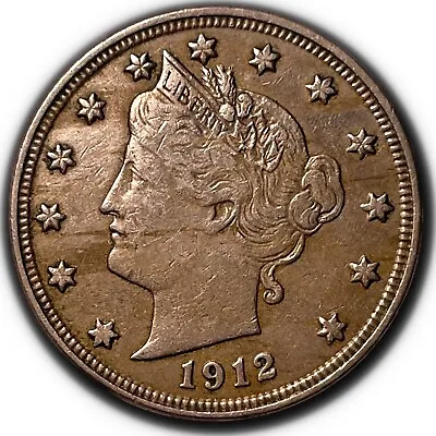 $0.01 • Buy AU 1912 Liberty Head V Nickel - DEEP Patina