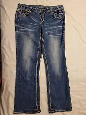 Vanity Premium Collection Women’s Sz 29W 33L Blue Jeans Bootcut Thick Stitching • $15