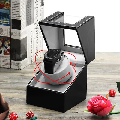 Single Luxury Watch Winder Automatic Motor Display Leather Storage Case Battery • $40.99