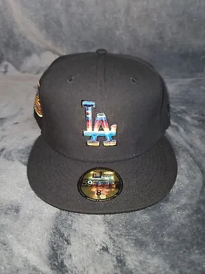 New Era 59 Fifty Mlb La Dodgers Woven Blanket Black Fitted Hat Mens Sz 8 New • $32.99