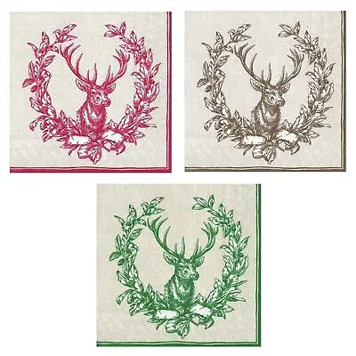 £6.45 • Buy Country Deer Wreath Paper Napkins Christmas Lunch Party Disposable Serviettes