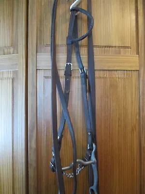 Circle Y Brown Sliding 1 Ear Western Bridle W/aluminum Curb Bit & Split Reins • $125