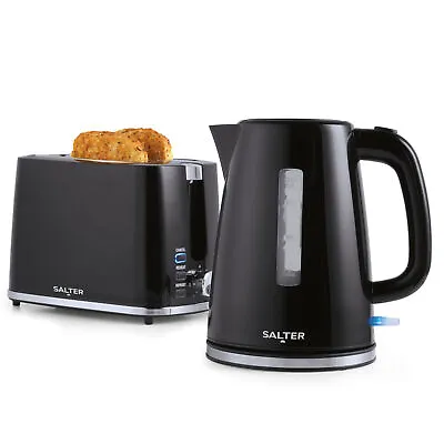 Salter Black Kettle & Toaster Set Fast Boil 2-Slice Wide Toast Slots • £44.99