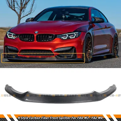 K Style Carbon Fiber Front Bumper Lip Splitter For 2015-19 BMW F80 M3 F82 F83 M4 • $356.99