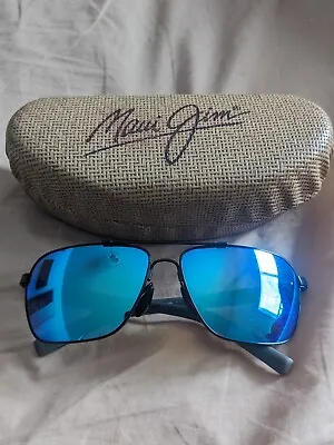 Maui Jim Guardrails MJ-327-02 Black Aviator Sunglasses 58-17 130 Blue Hawaii  • $125