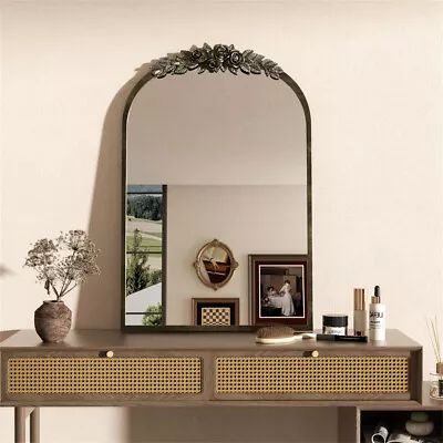 Large Arch Antique Gold Ornate Overmantle Leaner Or Wall Mounted Vintage Mirror • £71.92