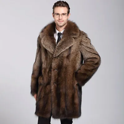 Stunning Athentic Mens Dad Thick Andmade Fox Fur Coat Full Length Winter Apparel • $78.99
