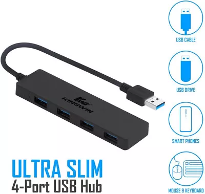 Kingwin USB Hub 4 Port USB 3.0 Data Hub For Mobile SSD MacBook Mac Pro/ Mini • $9.99