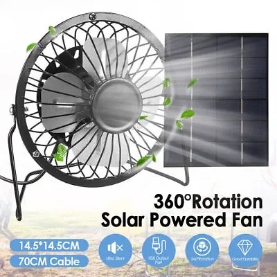 Solar Panel Powered Fan Mini Ventilator 50w Exhaust Fan For Greenhouse Outdoor • £13.95