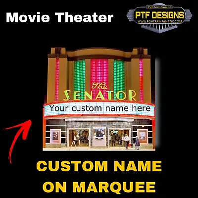 CUSTOM NAME -MOVIE THEATER O Scale Scratch Built Building Flat-Front W/ LEDs • $27.99
