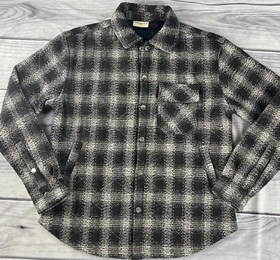 YOUNGLA High Profile Flannel Jacket Mens US Small Brown Plaid Shacket Button • $38.37