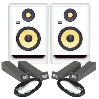 £438 • Buy KRK Rokit RP8 G4 White Noise (Pair) With Isolation Pads & Cables