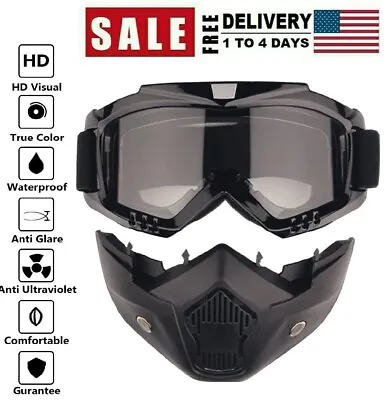 Motorcycle Detachable Face Mask Goggles Motocross Dirt Bike ATV Off-Road Eyewear • $10.06