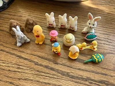 Lot Of 15 Easter  Miniature Chicks Bunny Crafts Decorations 1  Vtg Flocked • $22.95