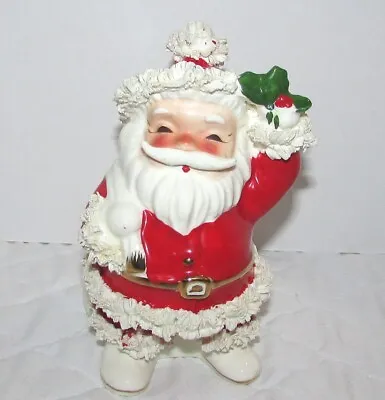 Vintage Napco Japan Santa Claus Spaghetti Trim Sack Planter Christmas ILX267A • $49