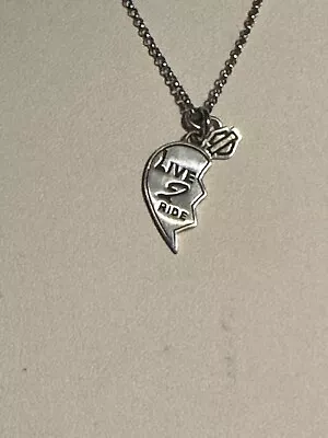 Sterling Silver Harley Davidson Half Heart Pendant Necklace  • $35