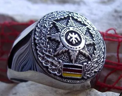 German Army Ring Military Police FeldjÄger Eagle Signet Pin Seal [d34 Steel ] • $49