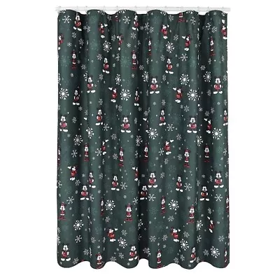 Disney Christmas Mickey & Minnie Mouse Snowflake Shower Curtain 70x70 NEW • $44.99